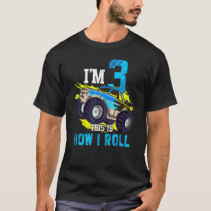 Kids Three Year Old Party 3rd Birthday Boy Monster T-Shirt
