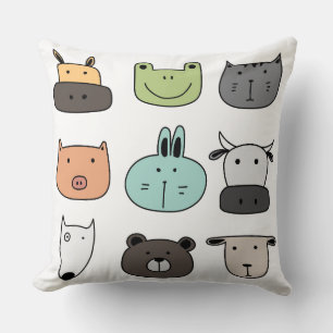 Kids Throw Cushion - Animal Faces