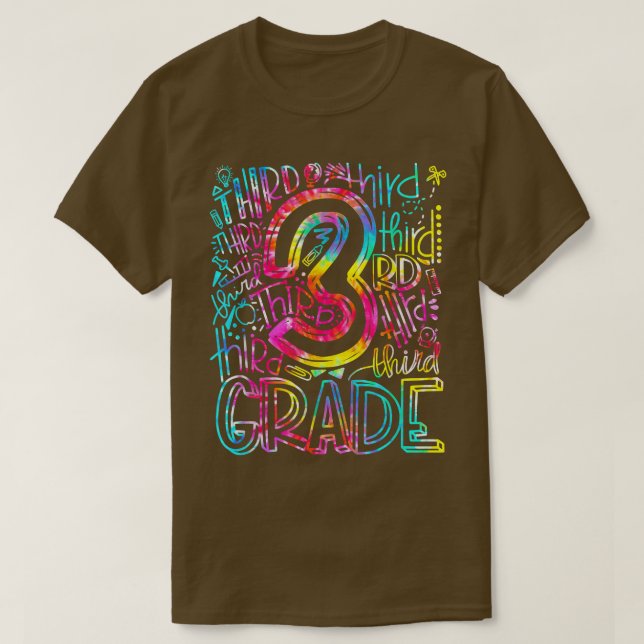 Kids Tie Dye 3rd Grade Typography Team Third Grade T-Shirt (Design Front)