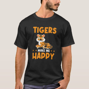 Kids Tiger Wild Animal Tigers Make Me Happy T-Shirt