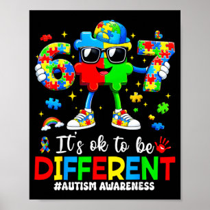 Kids to Be Different Autism Awareness Puzzle Boy Poster