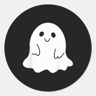 Kids Toddler Halloween Boo Ghost With A Bow Girls Classic Round Sticker