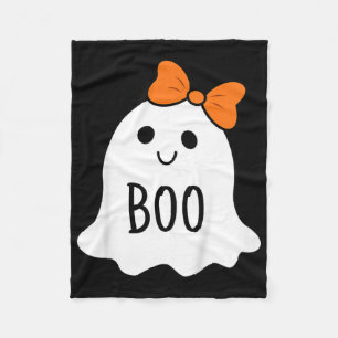 Kids Toddler Halloween Boo Ghost With A Bow Girls Fleece Blanket