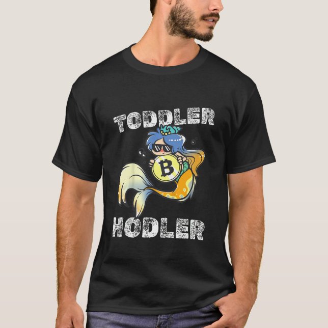 Kids Toddler Hodler Bitcoin Mermaid with Sunglasse T-Shirt (Front)