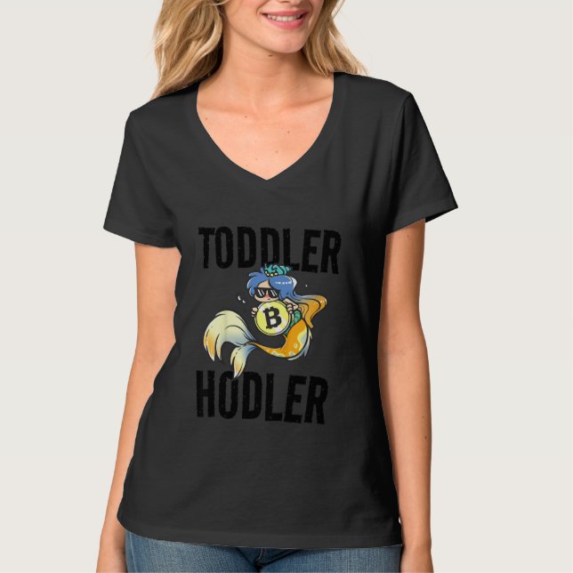 Kids Toddler Hodler Bitcoin Mermaid with Sunglasse T-Shirt (Front)