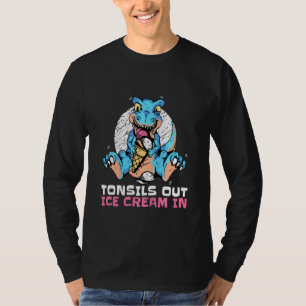 Kids Tonsils Out Ice Cream In T Rex Recovery T-Shirt