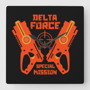 Kids Toy Gun Battle Accessories Square Wall Clock