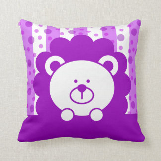 Kids Toy Lion Stripes Polka Dots | purple Cushion