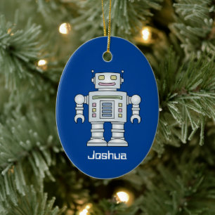 Kid's toy robot custom name Christmas tree Ceramic Tree Decoration