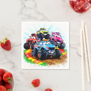 Kids' Track Monster Truck Birthday Napkin