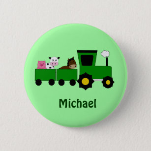 Kids Tractor  Birthday Favour Button