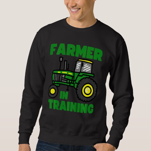 Kids  Tractor Boy Farmer In Training Farming Tract Sweatshirt (Front)