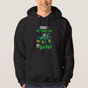 Kids Tractor Kids Boy Easily Distracted By Tractor Hoodie