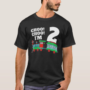 Kids Train 2nd Birthday Boy Train 2 Year Old Two T-Shirt