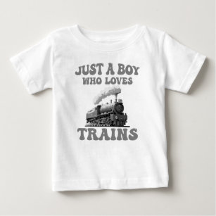 Kids Train Birthday Just a boy who loves Trains Baby T-Shirt