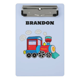 Kids Train Boys Blue Custom Name Mini Clipboard