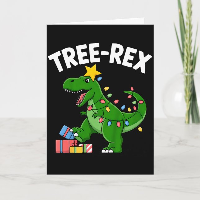 Kids Tree-rex Christmas Dinosaur T-rex Shirt Toddl Card (Front)
