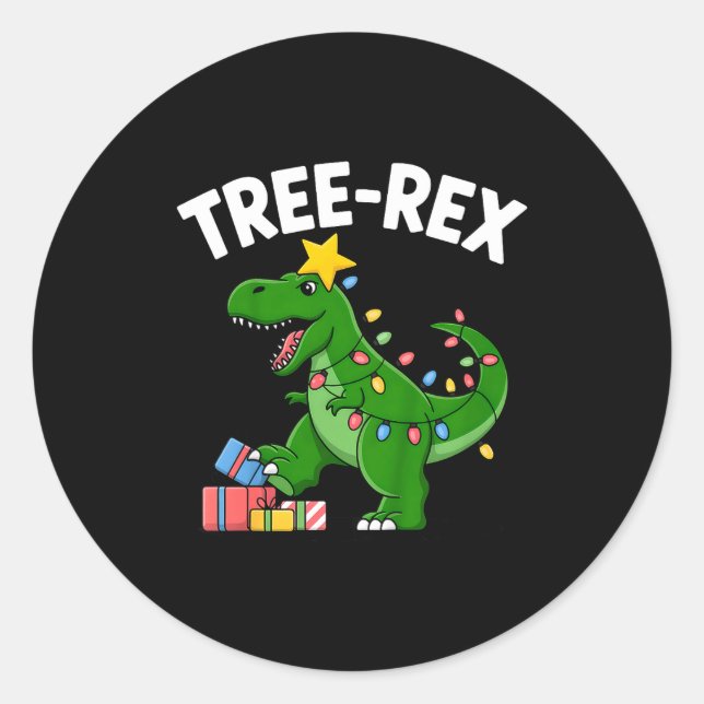 Kids Tree-rex Christmas Dinosaur T-rex Shirt Toddl Classic Round Sticker (Front)
