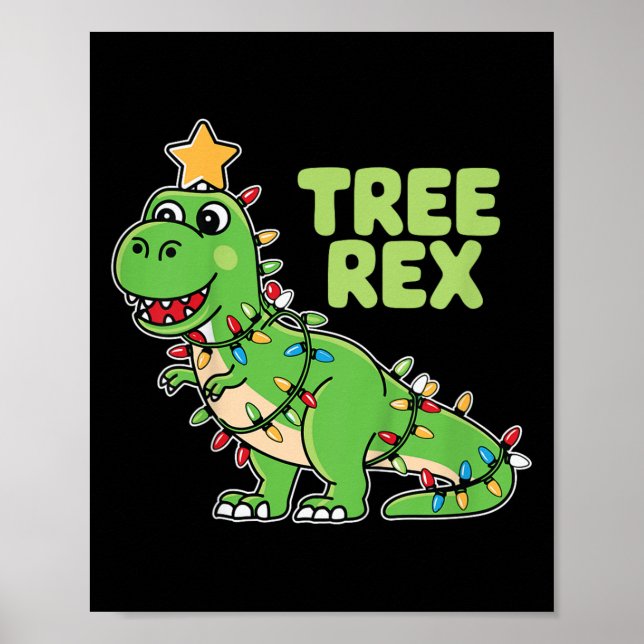 Kids Tree Rex Kids Christmas Dinosaur Pun  Poster (Front)