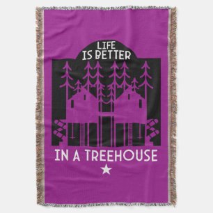 Kids Treehouse Back To School Boy Throw Blanket