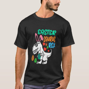 Kids Trex Bunny Eggs Dino Dinosaur Kids Easter Boy T-Shirt