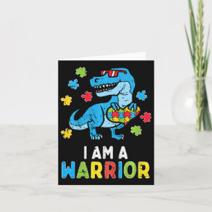 Kids Trex Dino I Am A Warrior Toddler Boys Autism Card