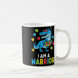 Kids Trex Dino I Am A Warrior Toddler Boys Autism Coffee Mug