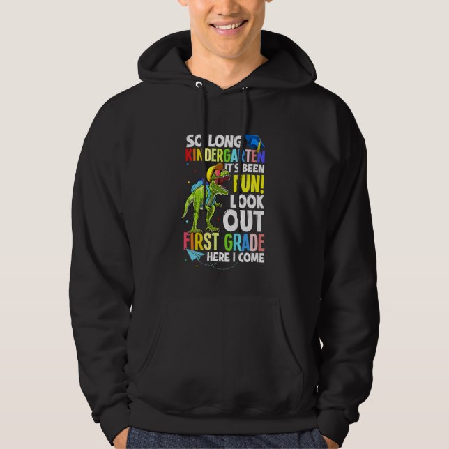 Kids Trex Dinosaur So Long Kindergarten Here I Com Hoodie (Front)