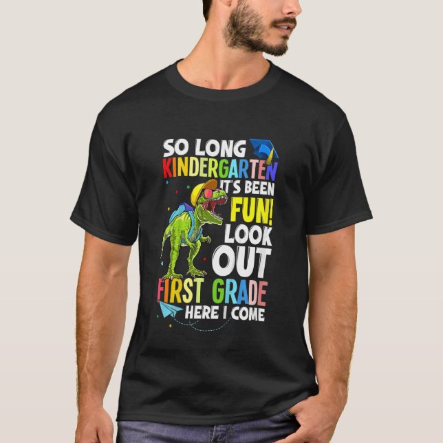 Kids Trex Dinosaur So Long Kindergarten Here I Com T-Shirt (Front)