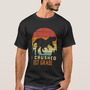 Kids Trex I Crushed 1st Grade Retro Last Day Schoo T-Shirt