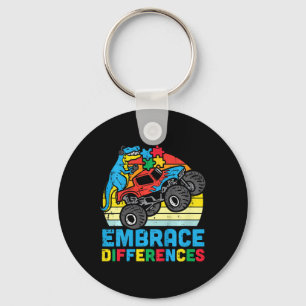 Kids Trex Monster Truck Embrace Differences Autism Key Ring