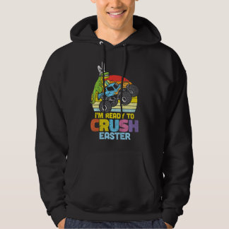 Kids Trex Monster Truck Ready To Crush Easter Boys Hoodie