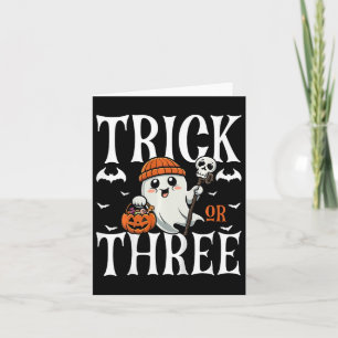 Kids Trick Or Three Halloween Spooky Pumpkin 3rd B Card