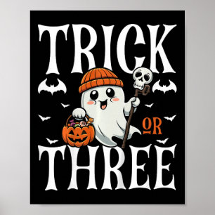 Kids Trick Or Three Halloween Spooky Pumpkin 3rd B Poster