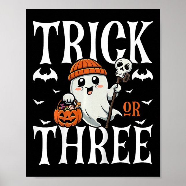 Kids Trick Or Three Halloween Spooky Pumpkin 3rd B Poster (Front)