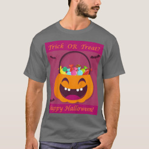 Kids Trick or Treat Candies with Pumpkin & Bats Ha T-Shirt