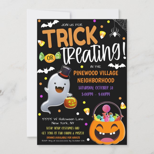 Kid's Trick or Treat Halloween Party Invitation (Front)