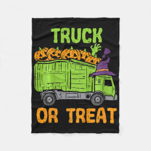 Kids Truck Or Treat Garge Truck Halloween For Kid Fleece Blanket