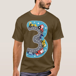 Kids Trucks 3rd Birthday Party Three Years Old T-Shirt
