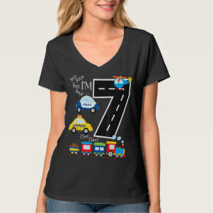 Kids Trucks Train 7th Birthday Party Toddler 7 Yea T-Shirt