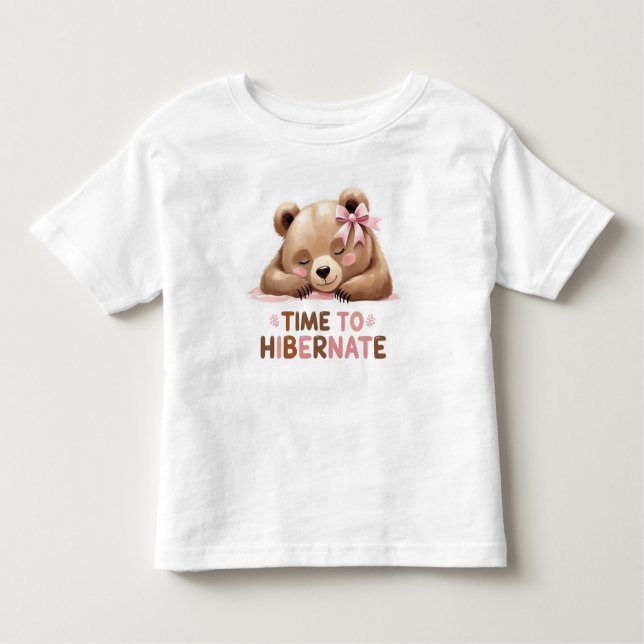  Kids Tshirt Sleeping Bear Cute For Kids  (Front)