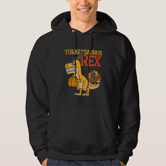 Kids Turkeysaurus Rex Dab Turkey Dino Toddler Boys Hoodie (Front)