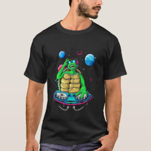 Kids Turtle In Space Party Animals Kids DJ T-Shirt