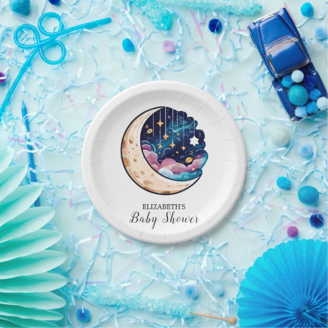 Kids Twinkle Stars Baby Shower Paper Plate (Party)