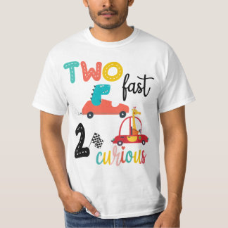 Kids Two Fast 2 Curious Racing 2nd Birthday Boy To T-Shirt