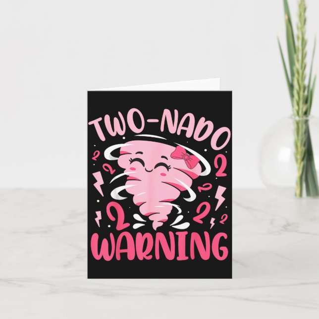Kids Two-nado Warning 2nd Birthday Nk Tornado Birt Card (Front)