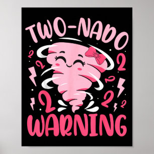 Kids Two-nado Warning 2nd Birthday Nk Tornado Birt Poster