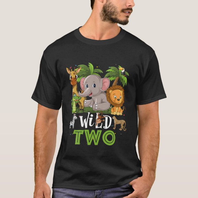 Kids Two Of The Wild Zoo Birthday Safari Jungle An T-Shirt (Front)