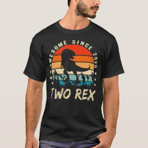 Kids Two Re 2nd Birthday Gift Second Dinosaur 2 Ye T-Shirt