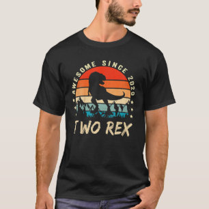 Kids Two Rex 2Nd Birthday Gift Second Dinosaur 2 Y T-Shirt